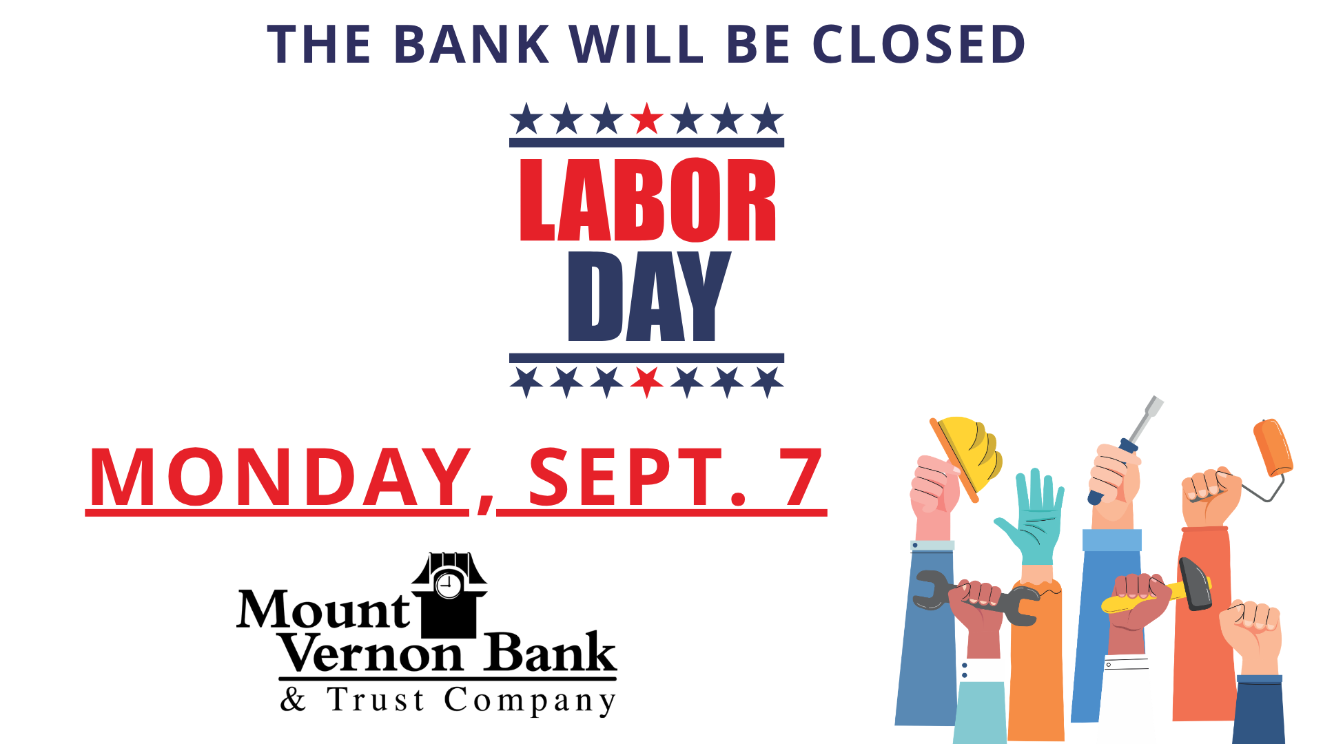 Closed Labor Day Sept. 7