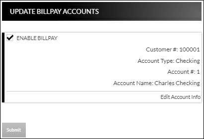 Update BillPay accounts form